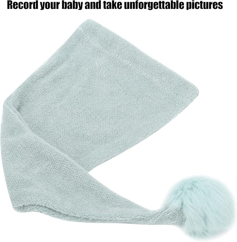 Light Green Long Tail Infant Hat Soft Knitting Wool Photography Prop 0 1 Month Old - Image 5